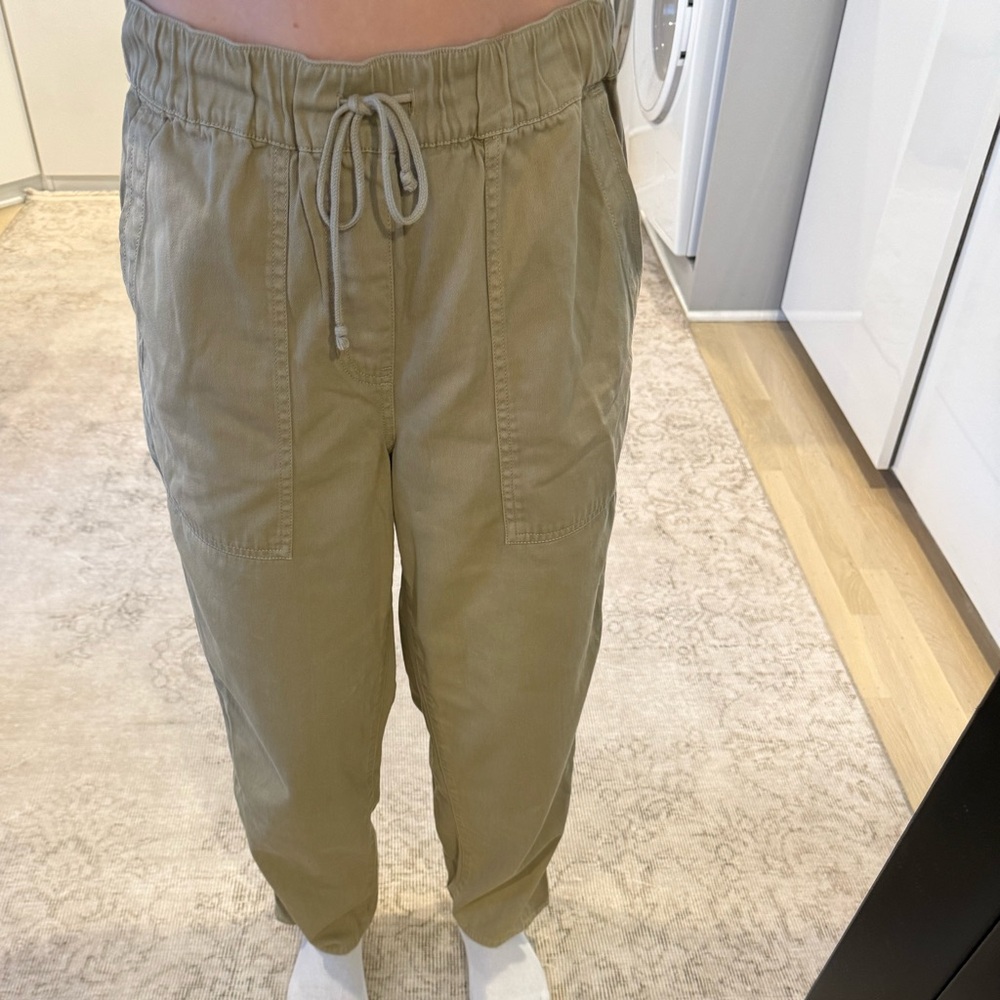 Madewell Pants Womens S Cotton Tan Trousers Drawstring & Pockets Straight Leg - Picture 2 of 6